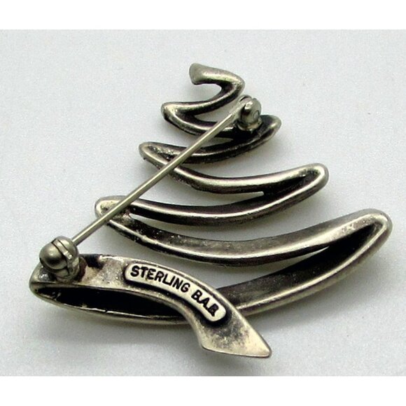 Sterling Silver Christmas Tree Brooch Pin BA Ballou Modernist Modern Abstract - Picture 2 of 2